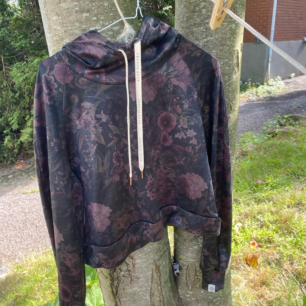 Floral Black Hoodie Sweatshirt